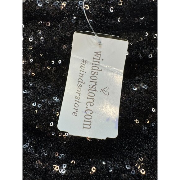 Black Sequin Strapless Mini Dress By Bear Dance M Party Holiday - Picture 7 of 10